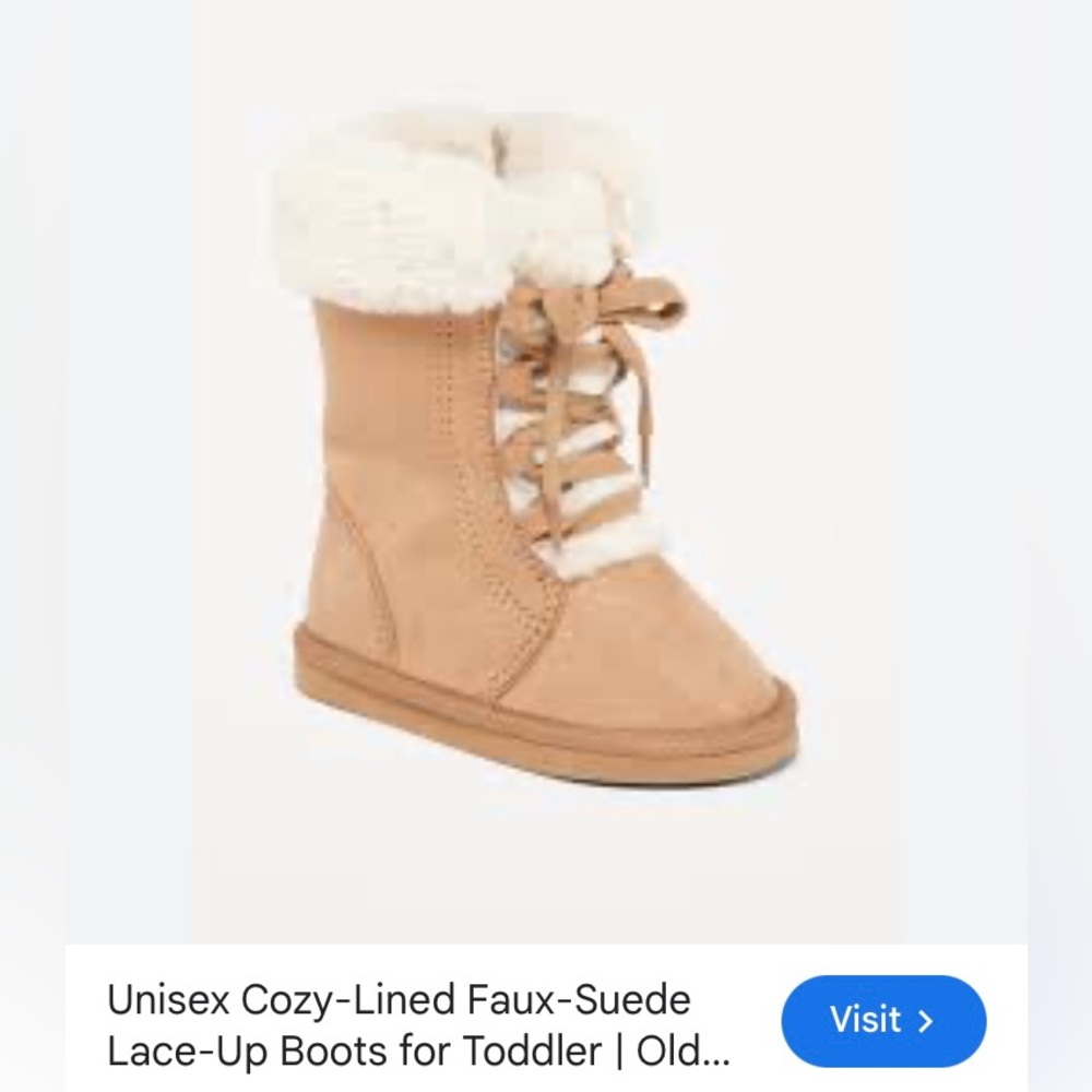 Old Navy Tan Faux Suede Cozy Fur Lined Boots Toddler Girl Size 9 Fall Autumn